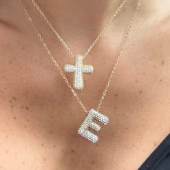 Alternative view of Pave Bubble Letter Necklace