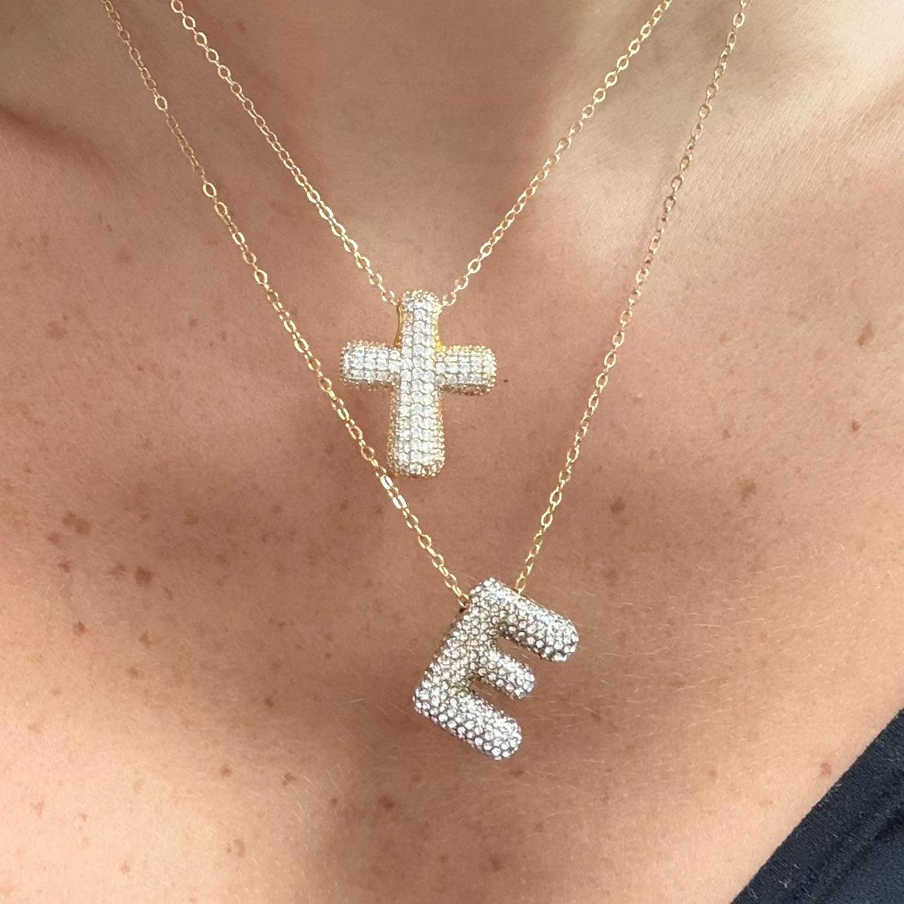Pave Bubble Letter Necklace - Image 2