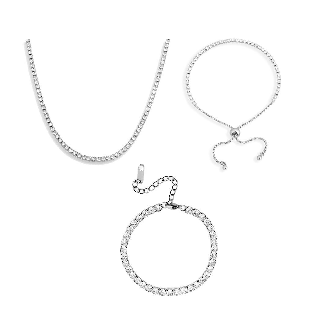 Icy Tennis Necklace & Bracelet 3 Piece Bundle - Image 2