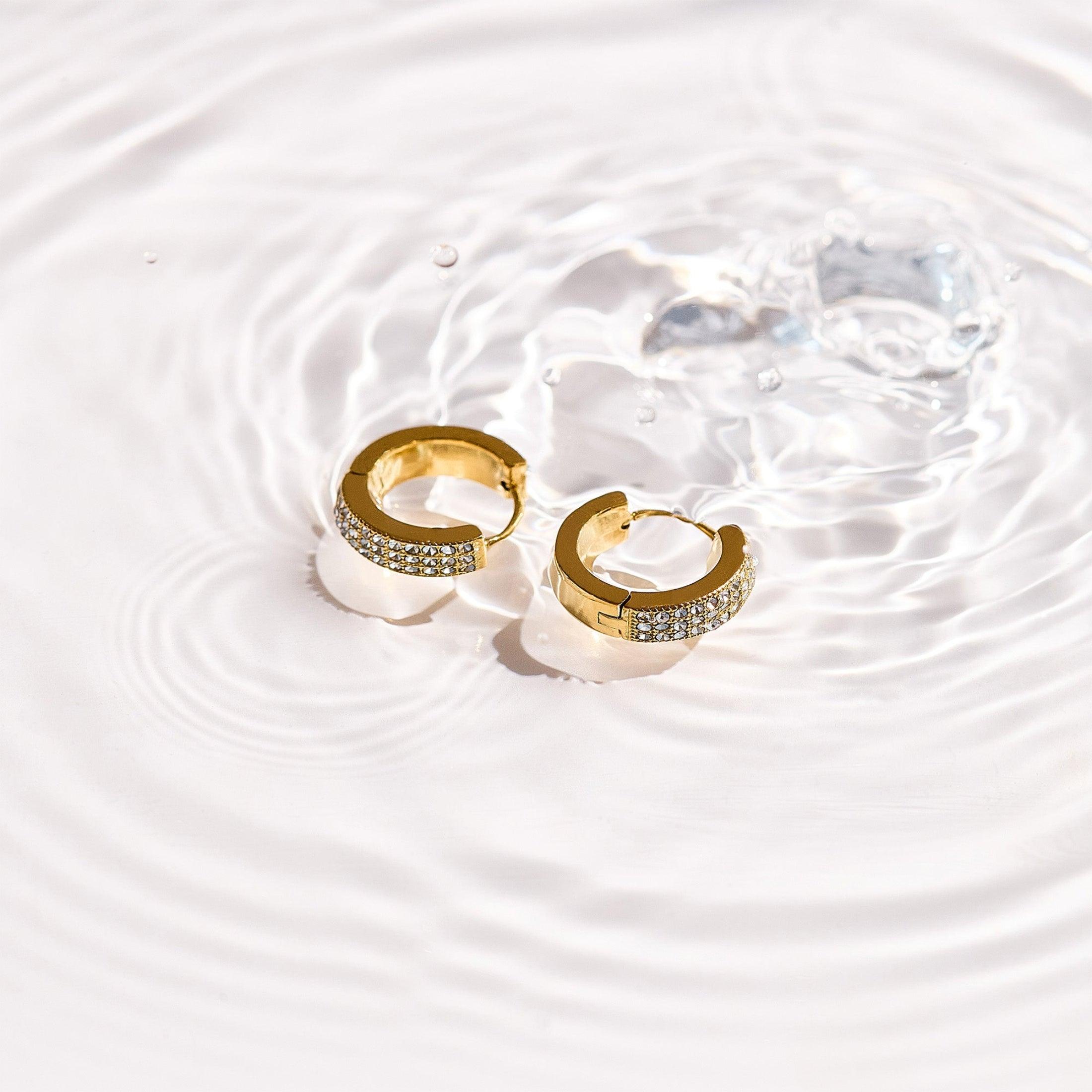 Pavé Crystal Huggie Hoop Earrings - Image 4