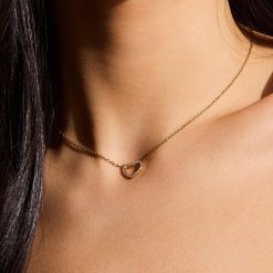 Alternative view of Crystal Heart Outline Necklace