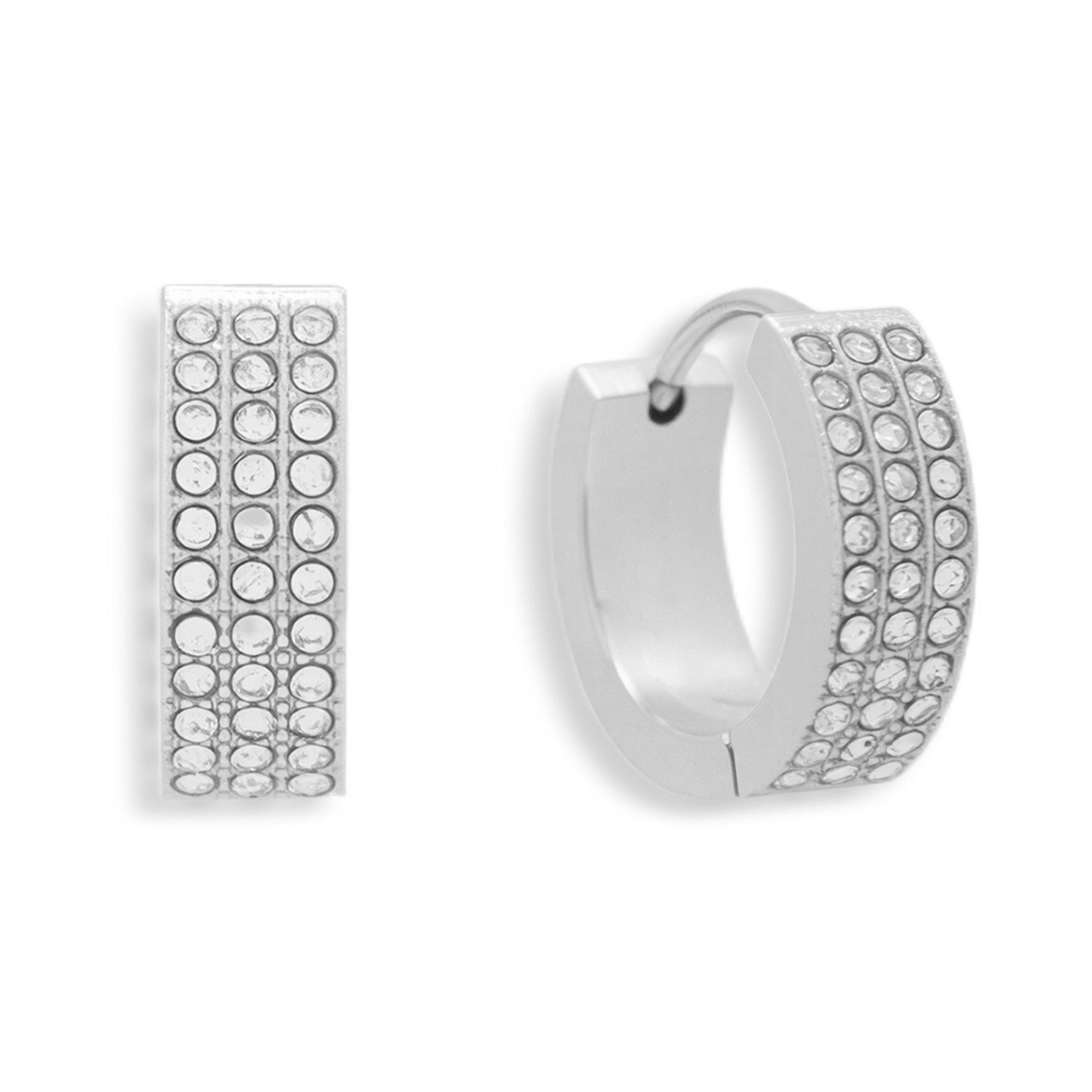 Pavé Crystal Huggie Hoop Earrings - Image 3