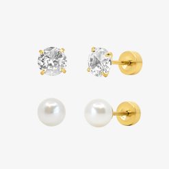 Alternative view of Timeless Babe Flat Back 2 Piece Earring Set Gold