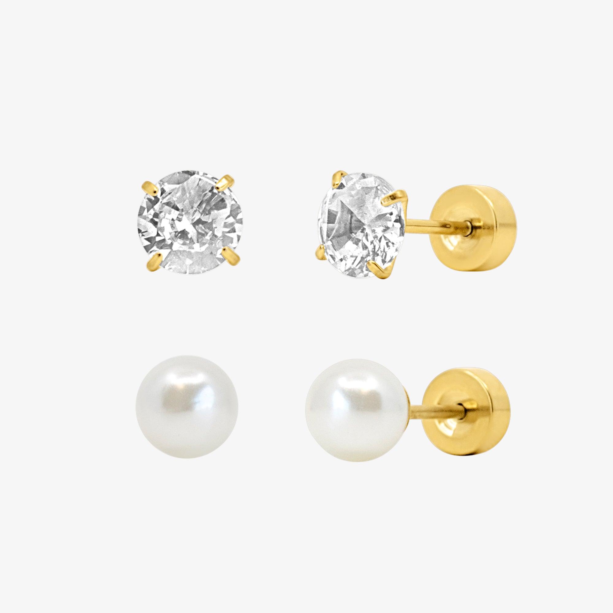 Timeless Babe Flat Back 2 Piece Earring Set Gold - Image 2