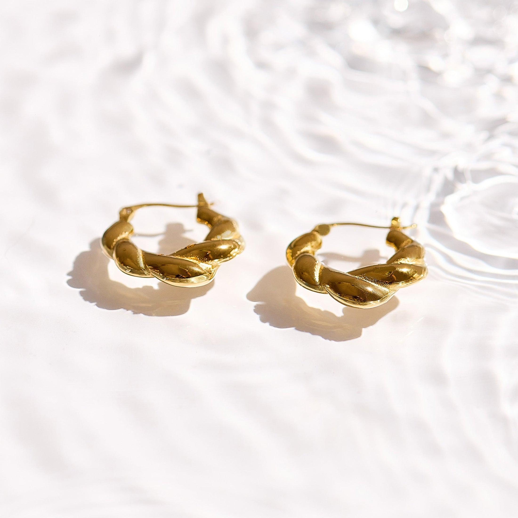 Chunky Twisted Hoop Earrings - Image 4