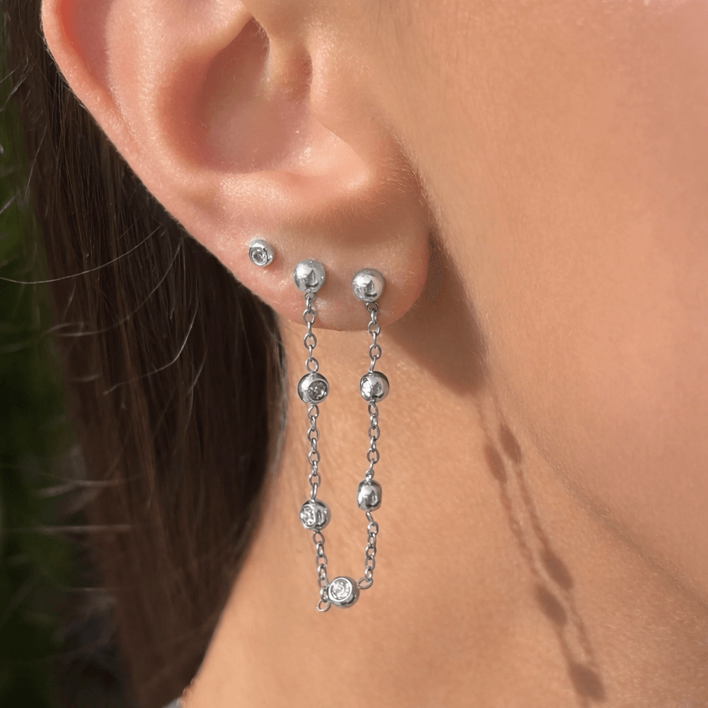 Shimmer Chain Stud Earring - Image 2