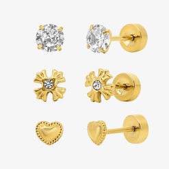Alternative view of Sweetheart Flat Back Earrings 3 Piece Set