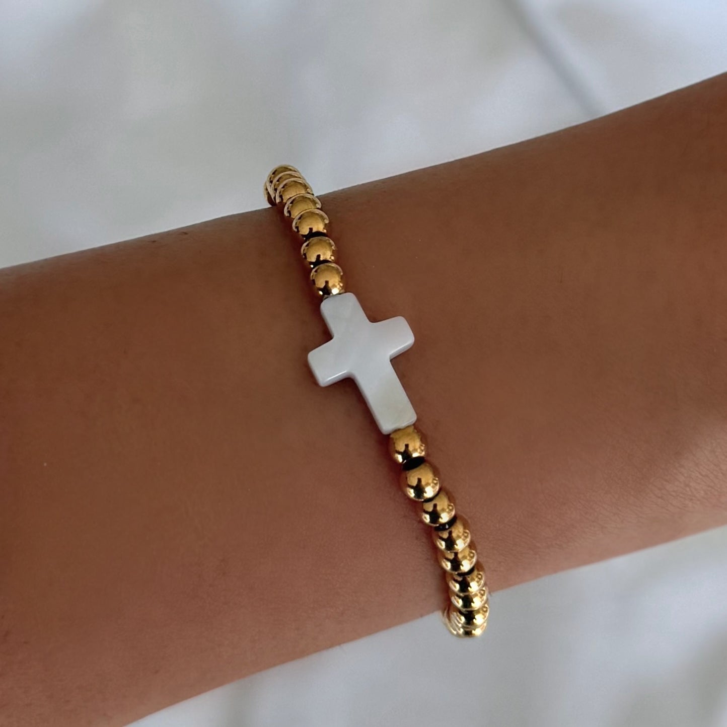 Little Blessings Cross Beaded Bracelet - Image 2