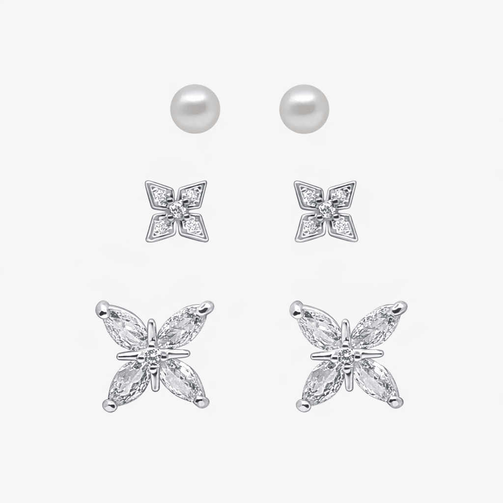 Petite Bloom Stud Earrings 3 Piece Pack - Image 3