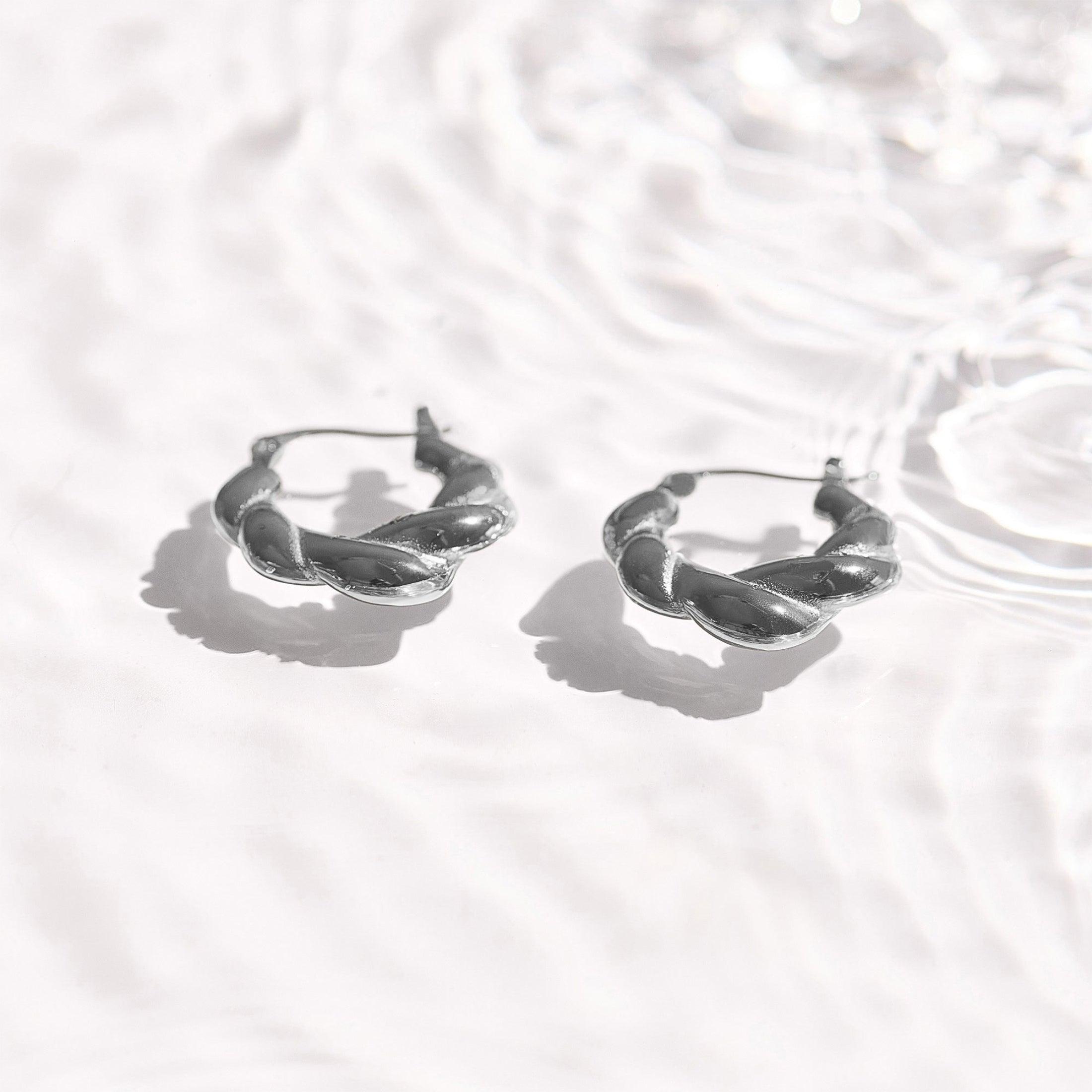 Chunky Twisted Hoop Earrings - Image 6