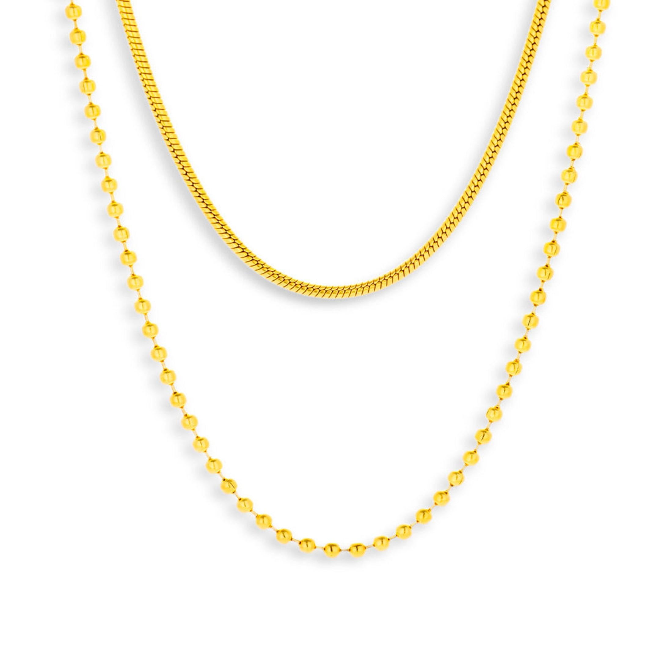 Layered Snake & Bead Chain Necklace - Image 2