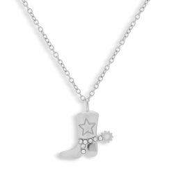 Alternative view of Cowboy Boot Crystal Charm Necklace
