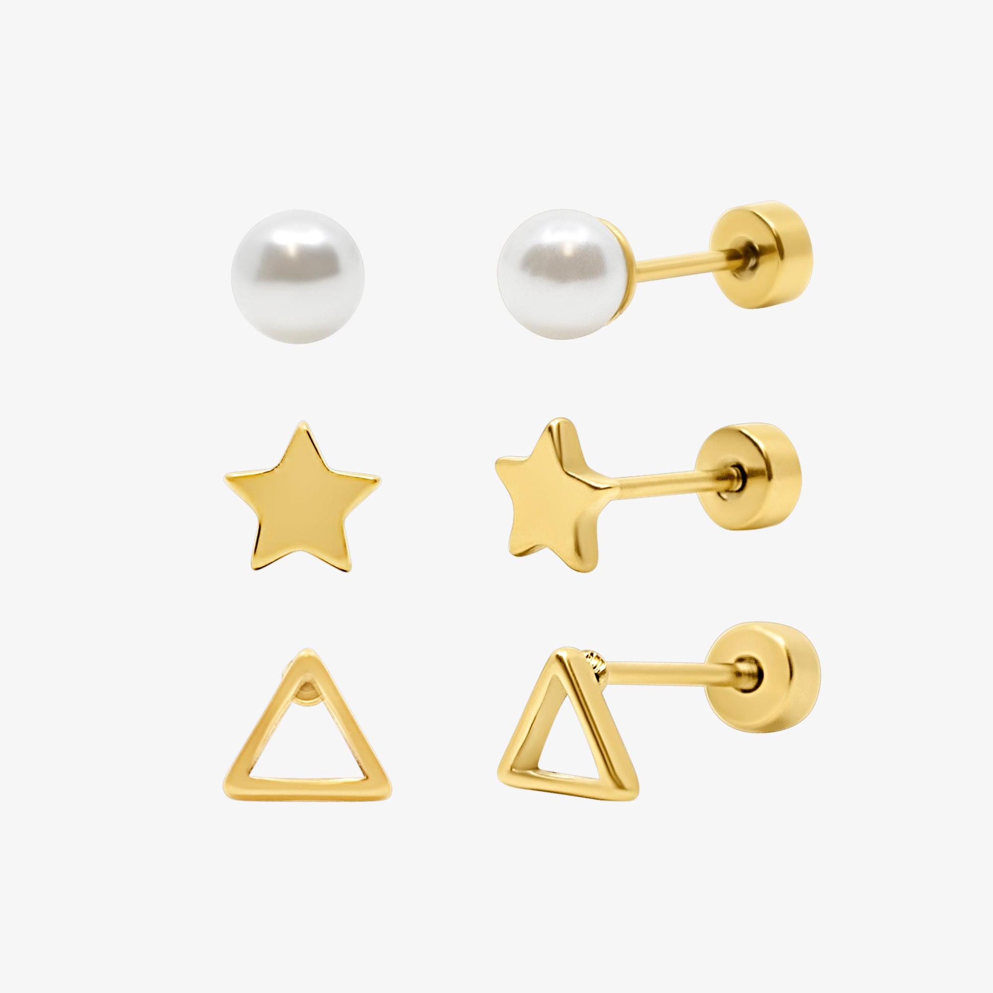 Hey Darling Pearl 3-Piece Flat Back Earrings Set - Image 5