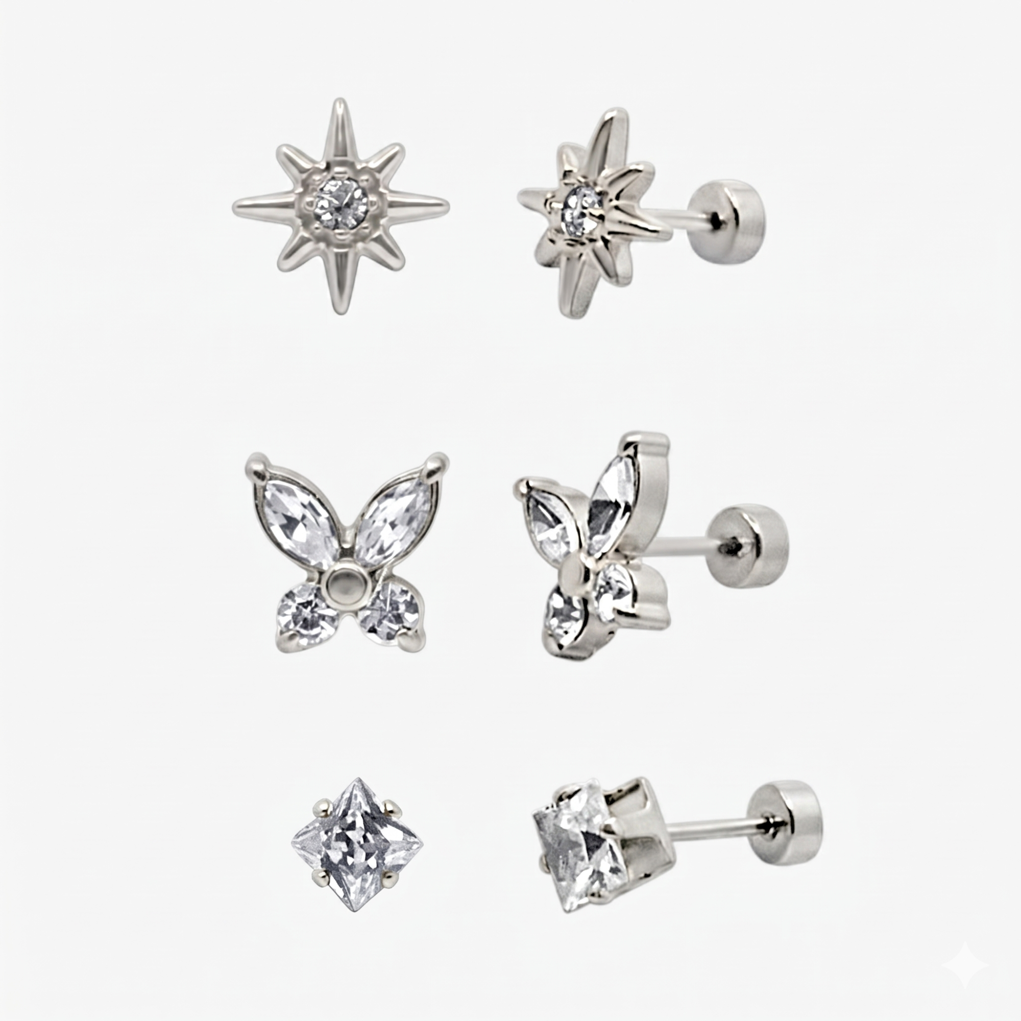 Eternal Twinkle 3 Pack Flat Back Earrings Set - Image 3