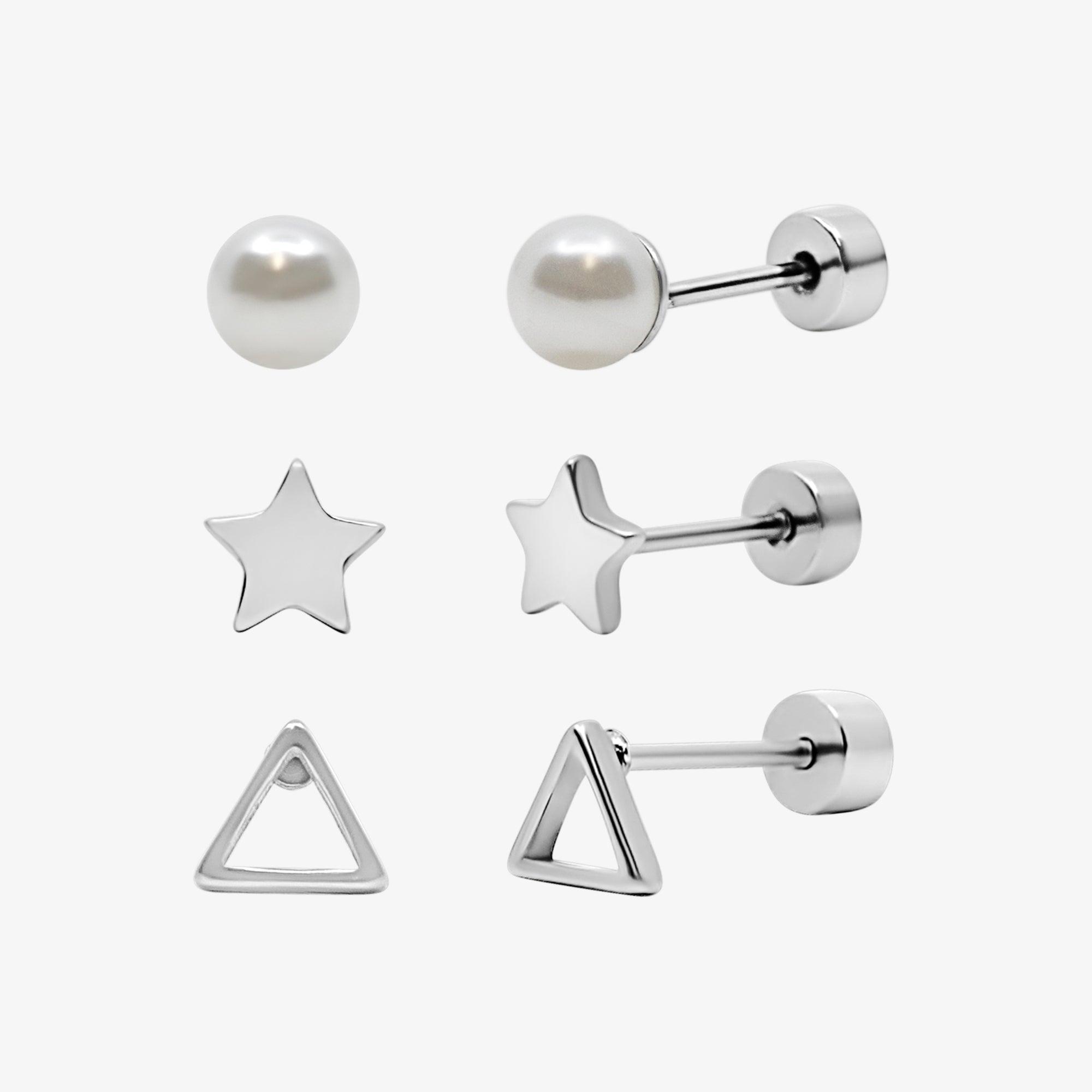 Hey Darling Pearl 3-Piece Flat Back Earrings Set - Image 3