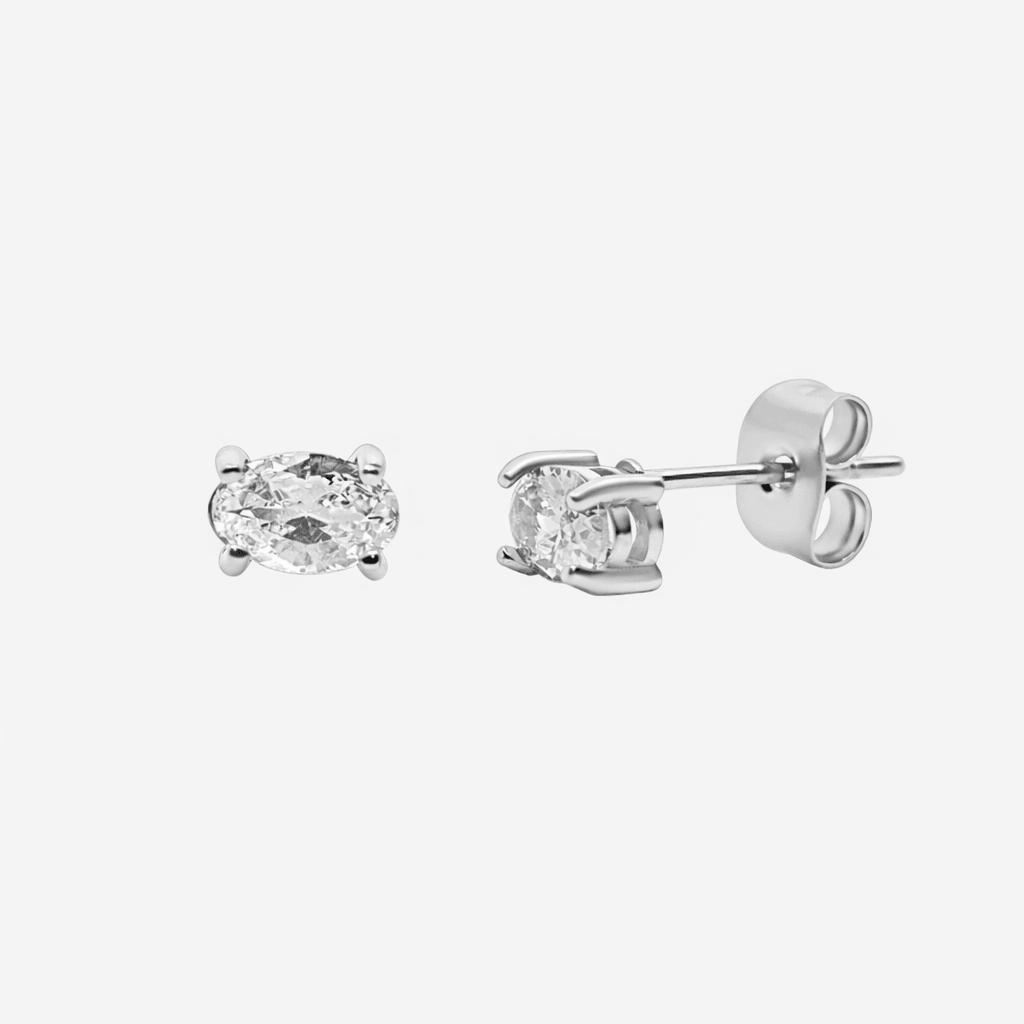 Twinkling Star Oval Stud Earrings - Image 3