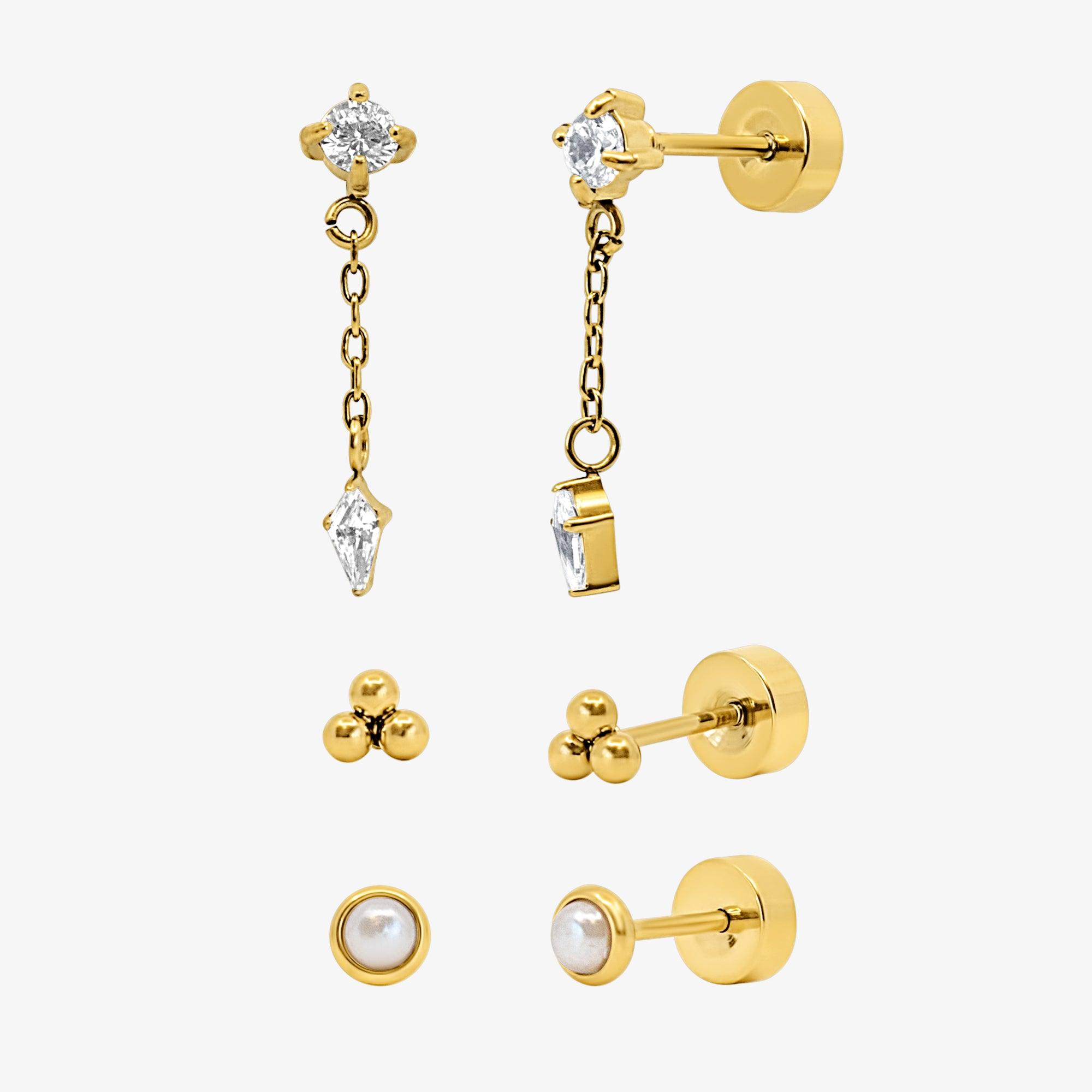 Starry Babe Flat Back 3 Piece Earring Set - Image 2