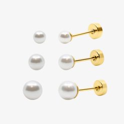 Alternative view of Pearl Crush Flat Back Earring 3 Piece Set