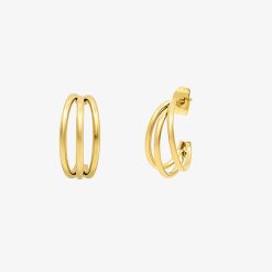 Alternative view of Triple Charm Hoop Earrings