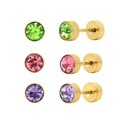 Alternative view of Rainbow Babe Flat Back 3 Piece Earring Set Gold