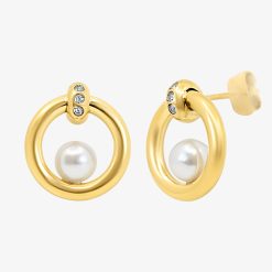 Alternative view of Halo Pearl Earrings