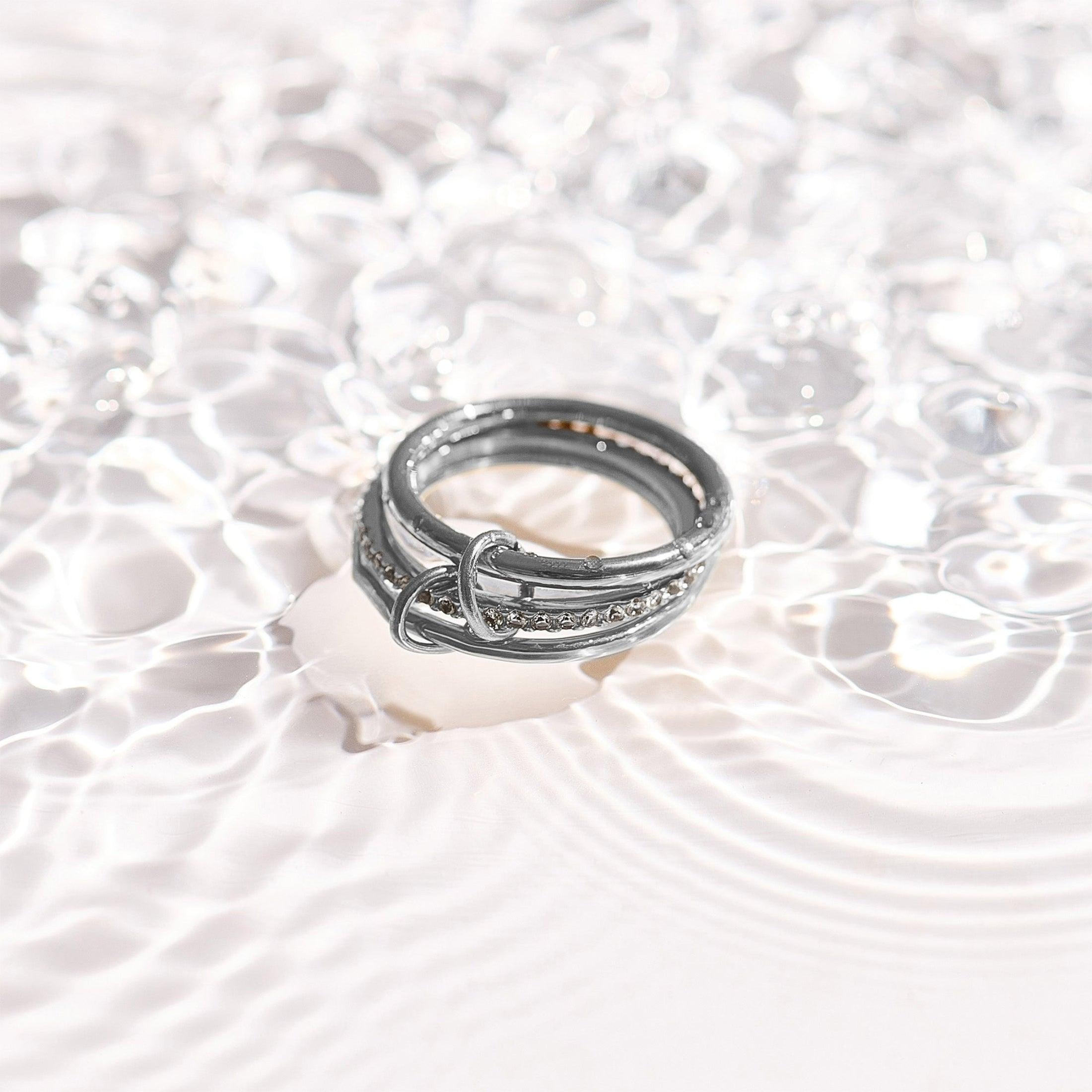 Stacked Linked Crystal Band Ring - Image 5