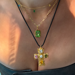 Alternative view of Popstar Cross Cord Necklace