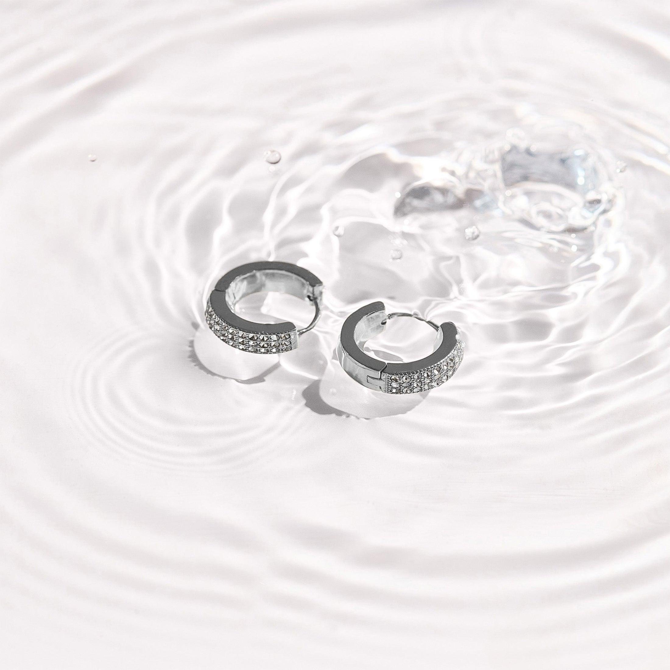 Pavé Crystal Huggie Hoop Earrings - Image 6